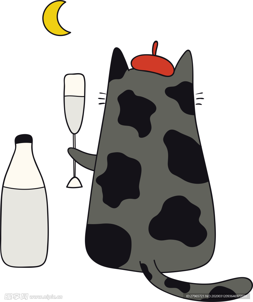 手绘卡通猫