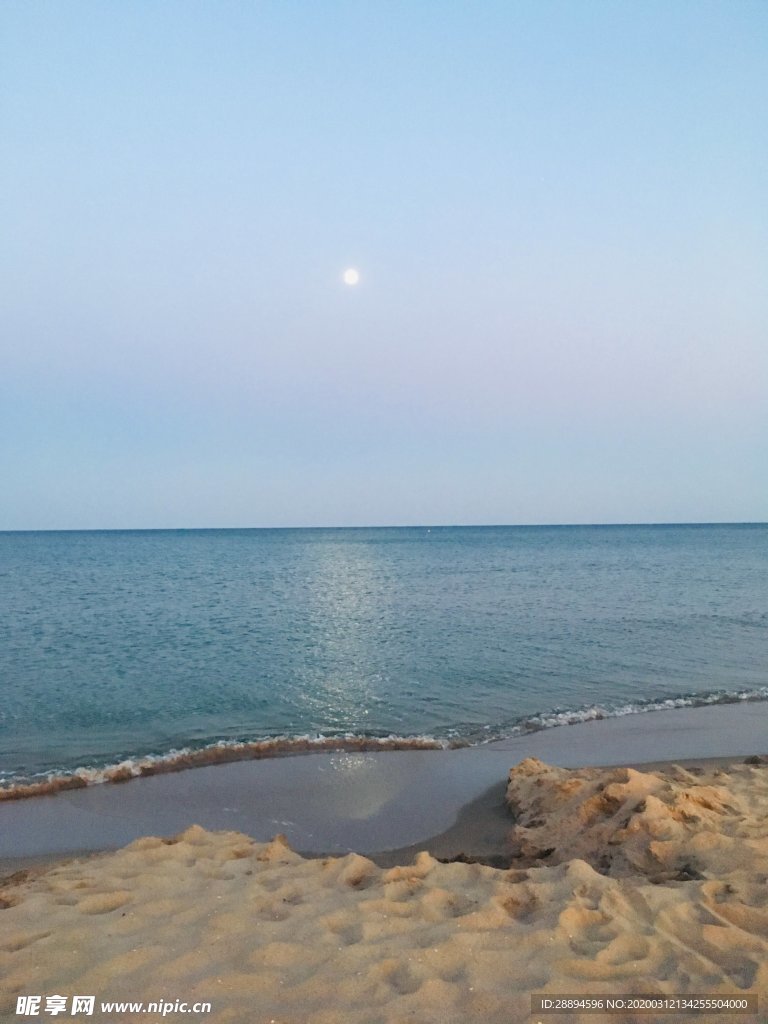 海滩 砂 海 月亮