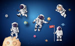 外太空宇宙行星宇航员人物插画