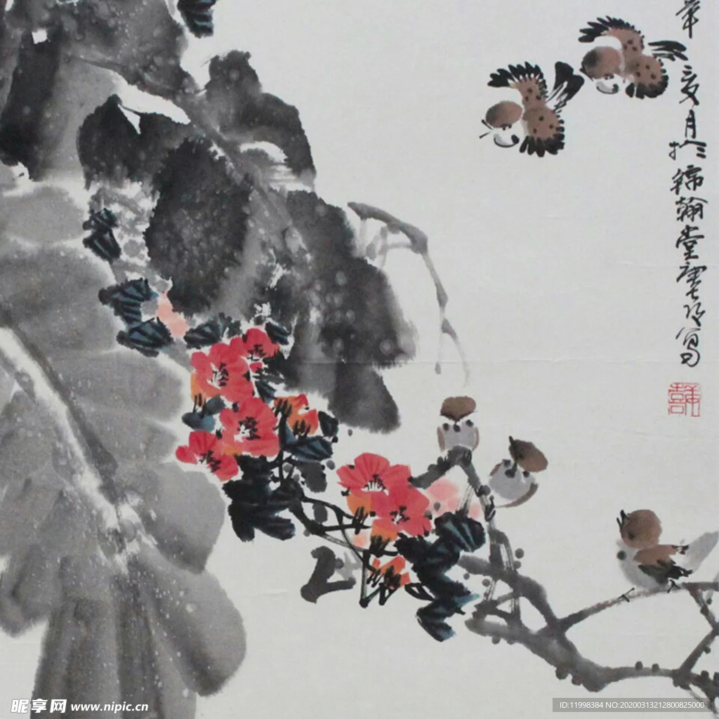 手绘花鸟