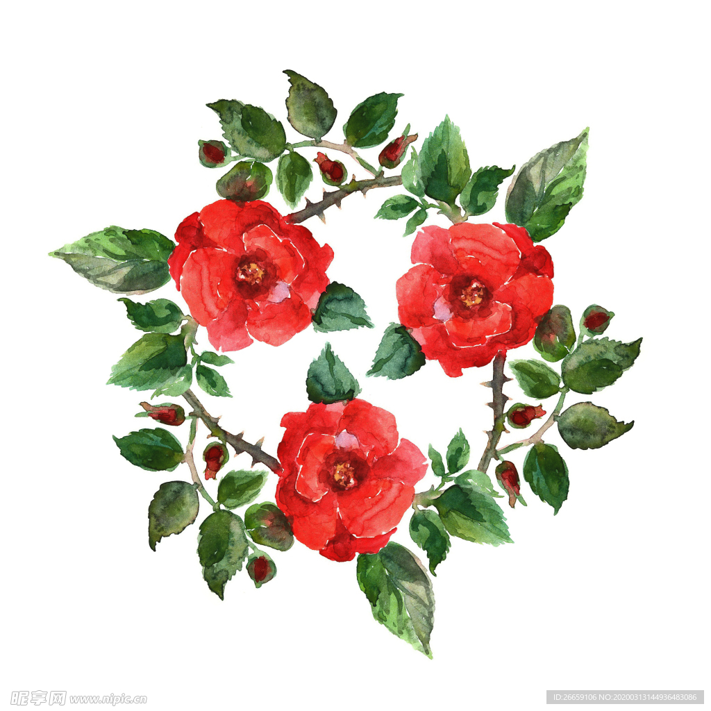 时尚水彩手绘花朵花卉