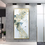 金色线条山水玄关画