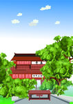 传统建筑寺庙矢量图