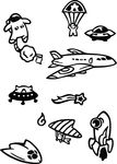 儿童画手卡通外星飞机