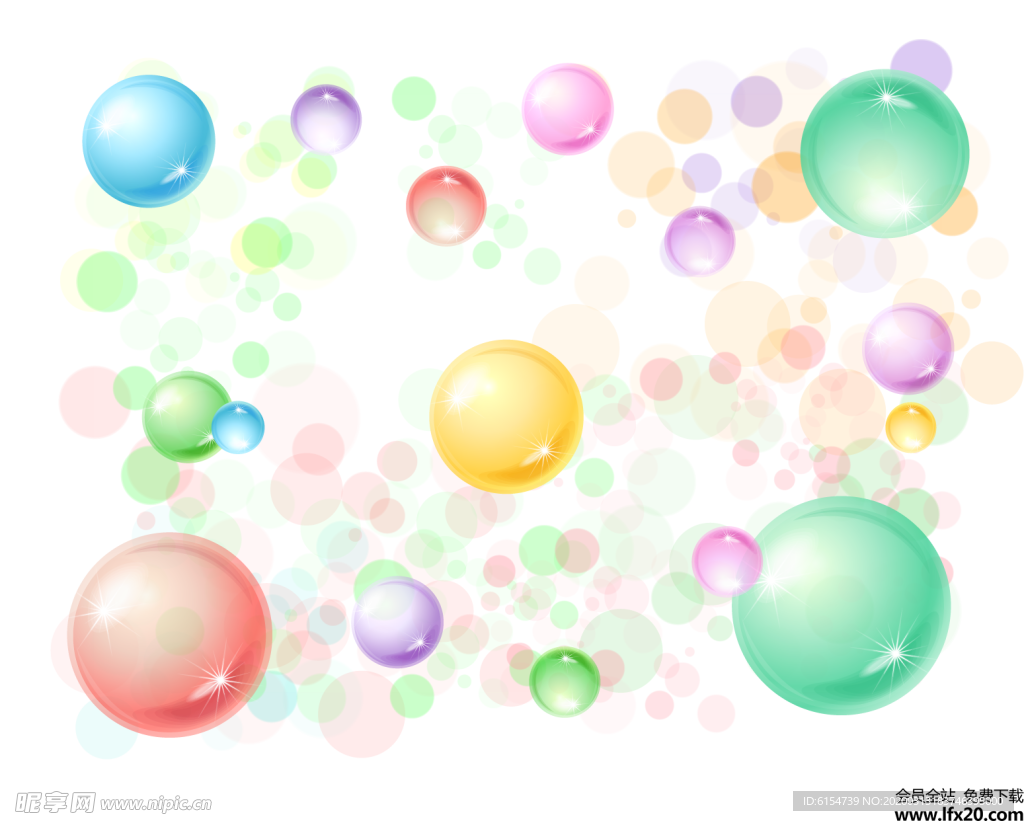 彩色透明肥皂泡气泡水泡泡泡元素