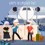 创意乘飞机 旅行的 老年朋友