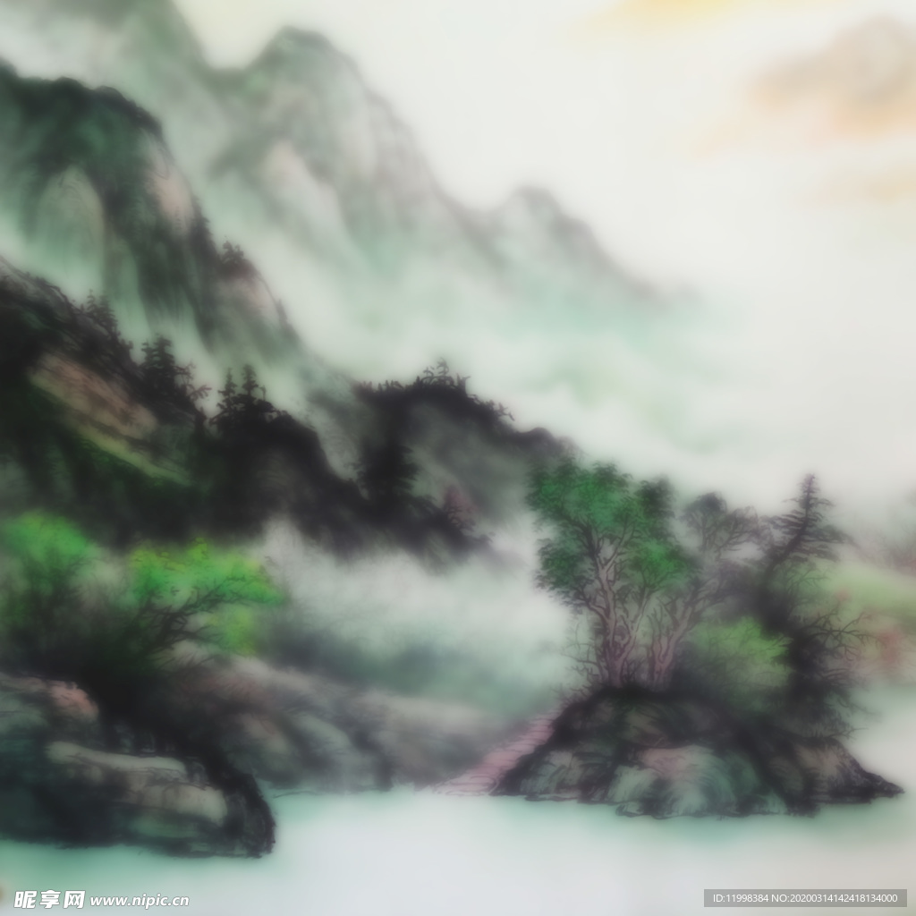 玻璃效果水墨画