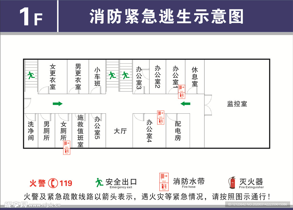 消防逃生示意图