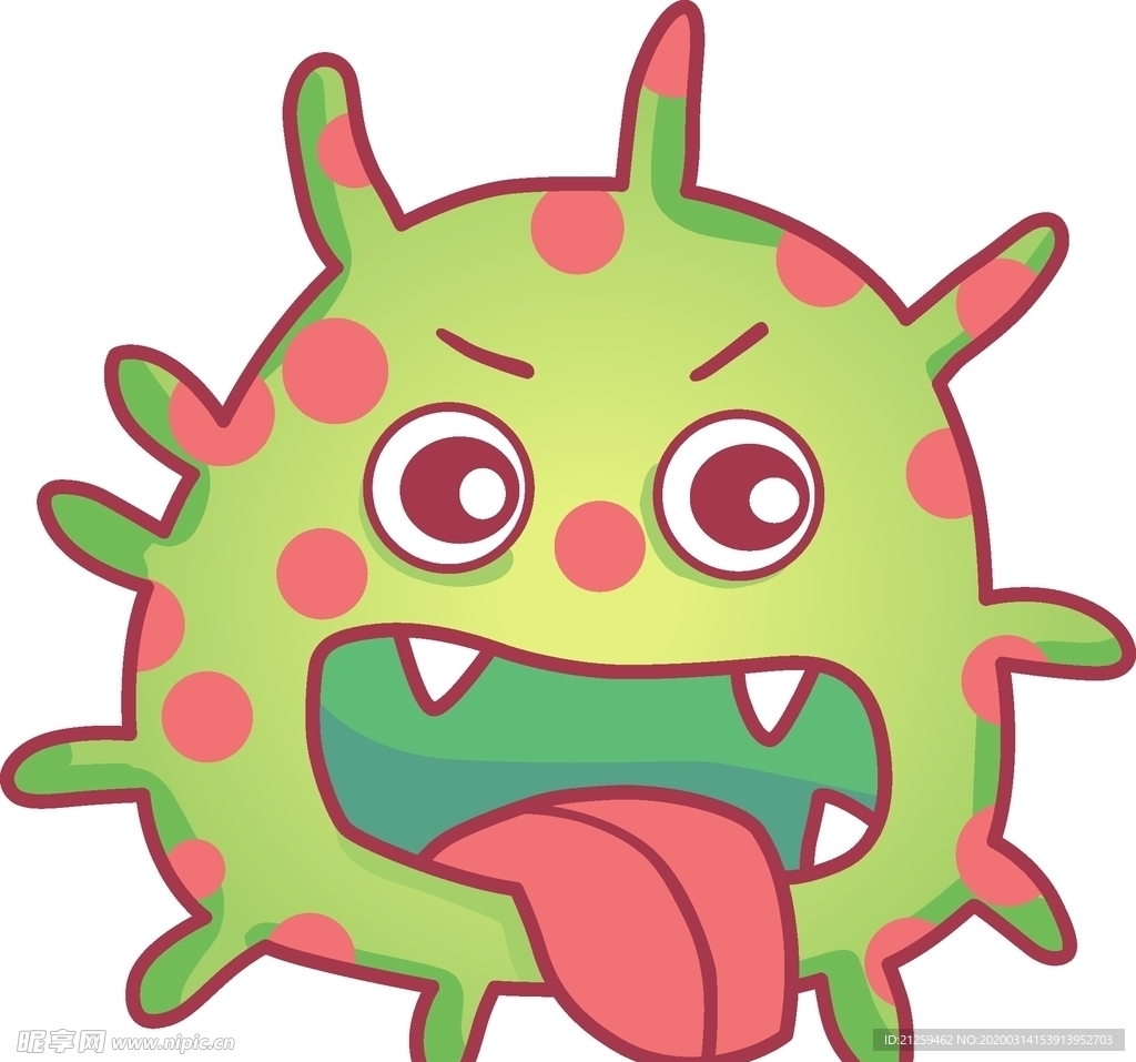 吐舌头凶悍的细菌卡通