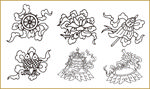 传统花纹 线条插画 传统素材