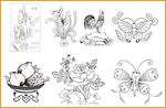 传统花纹 线条插画 传统素材