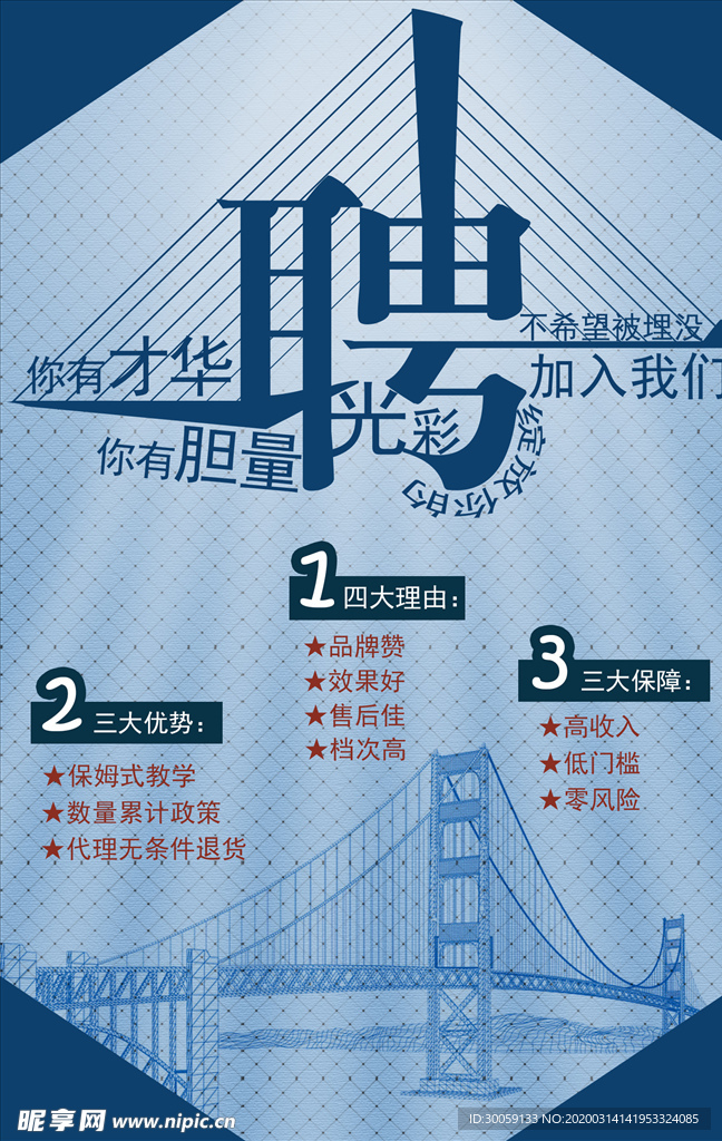 蓝色招聘海报