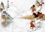 新中式手绘电视背景墙沙发背景墙