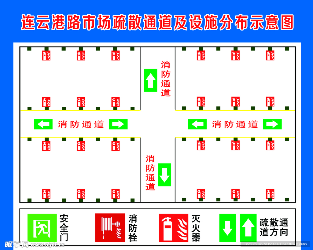 连云港路市场疏散通道及设施分布