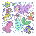 创意美人鱼 和海洋动物