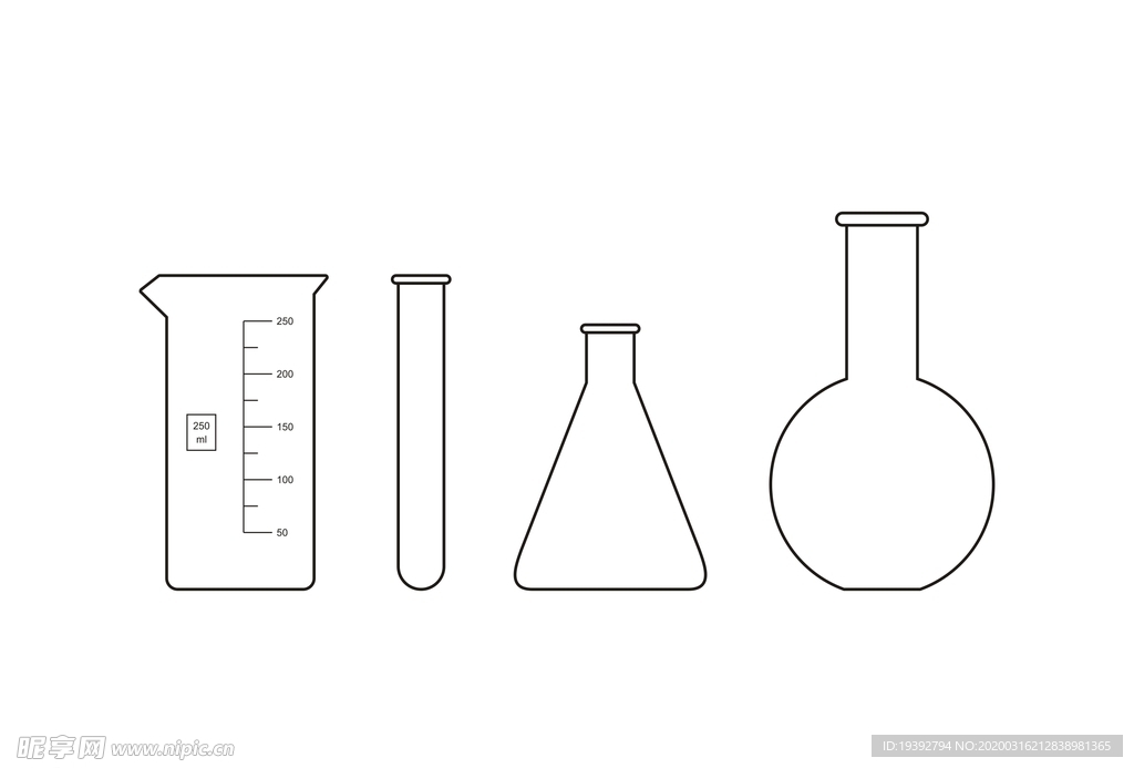 实验室试管烧杯容器矢量图