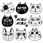 手绘可爱猫咪头像插画