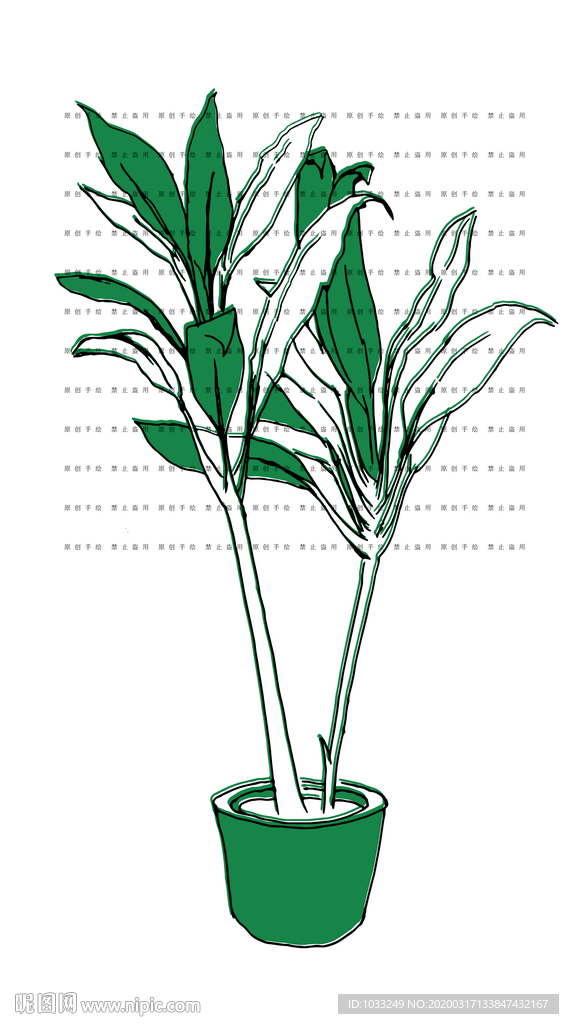 手绘绿植盆栽