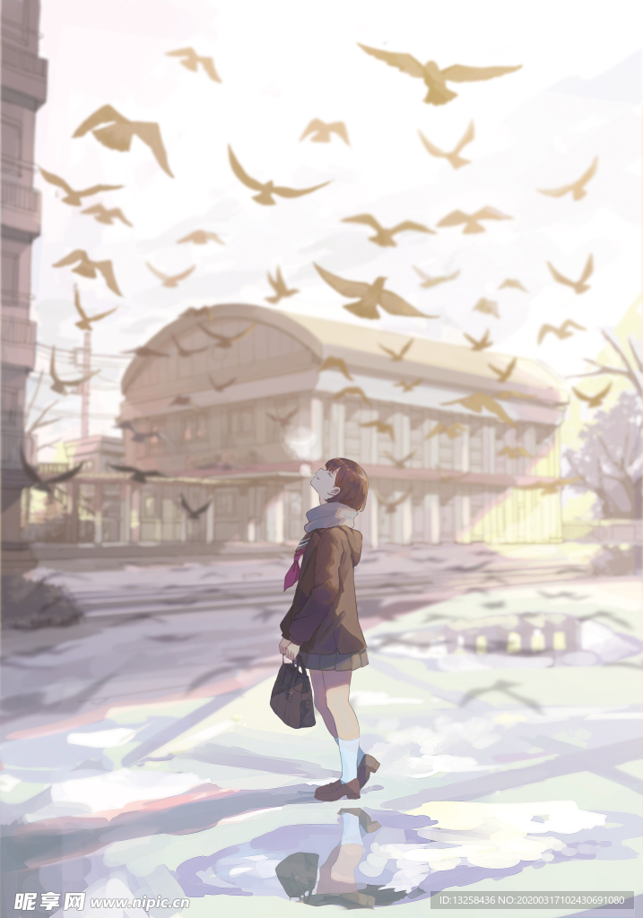 彩色人物动漫插画背景