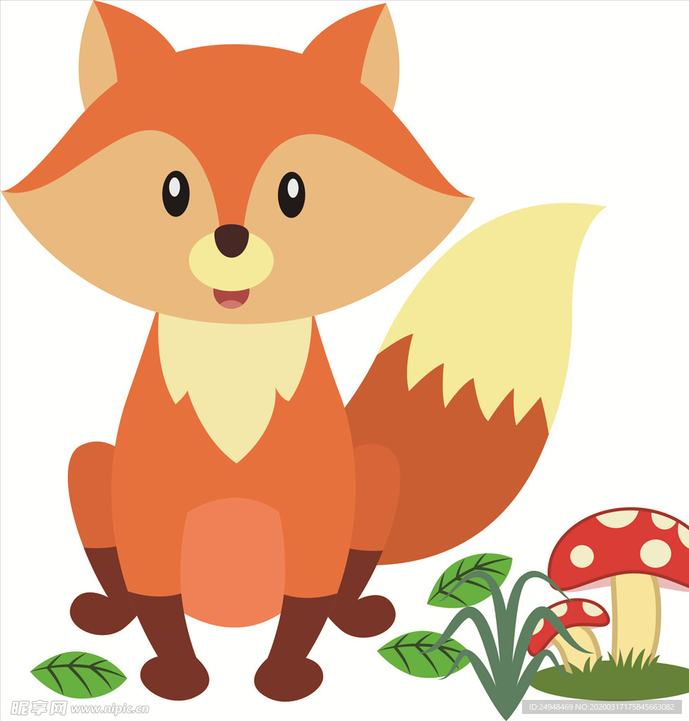 卡通动物小狐狸插画矢量素材