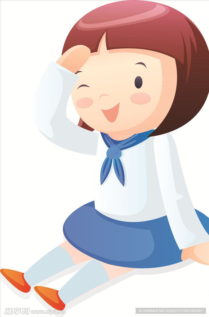 坐着的女孩人物矢量图