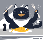 创意开心进餐 的黑猫