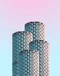 红蓝渐变色的建筑
