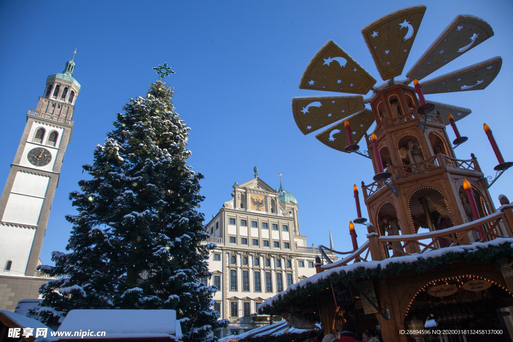 拜仁 德国 圣诞 圣诞树 旋转