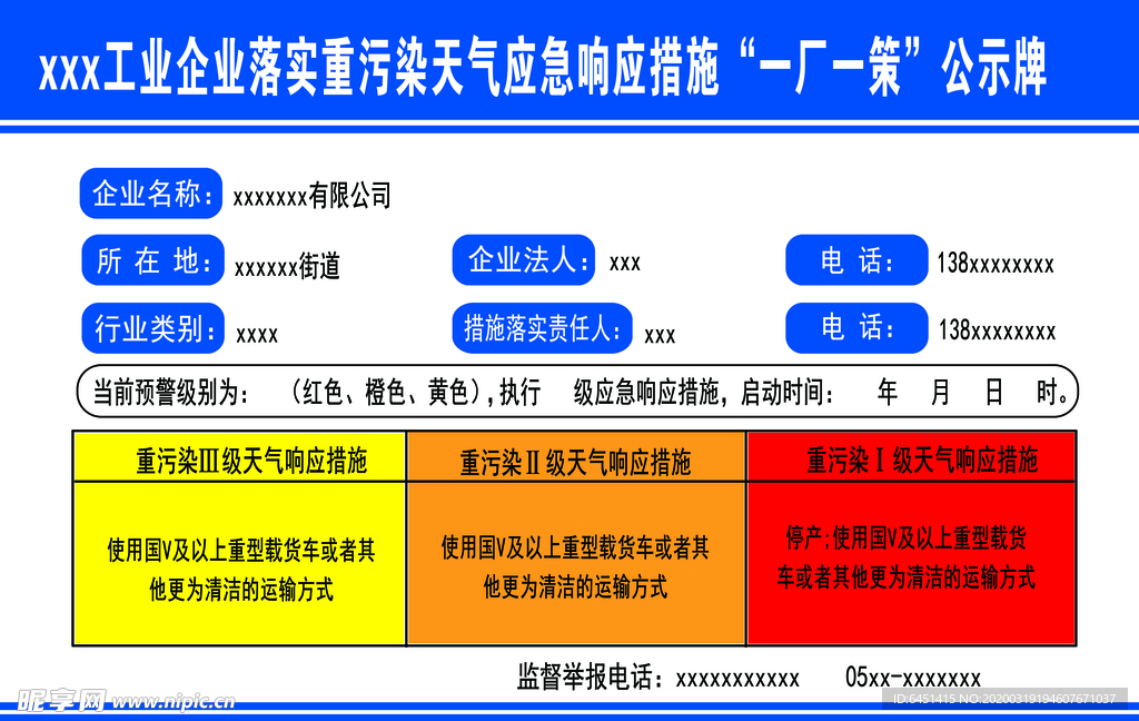 企业落实污染措施公示牌