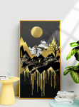 抽象金箔金色几何山水风景装饰画