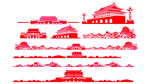 天安门 长城 矢量图