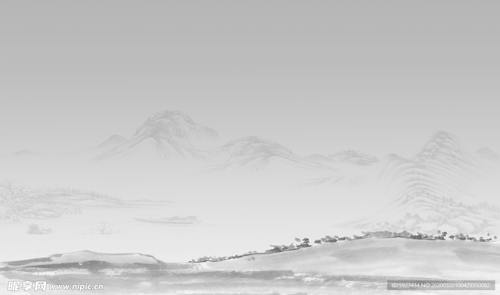 水墨山