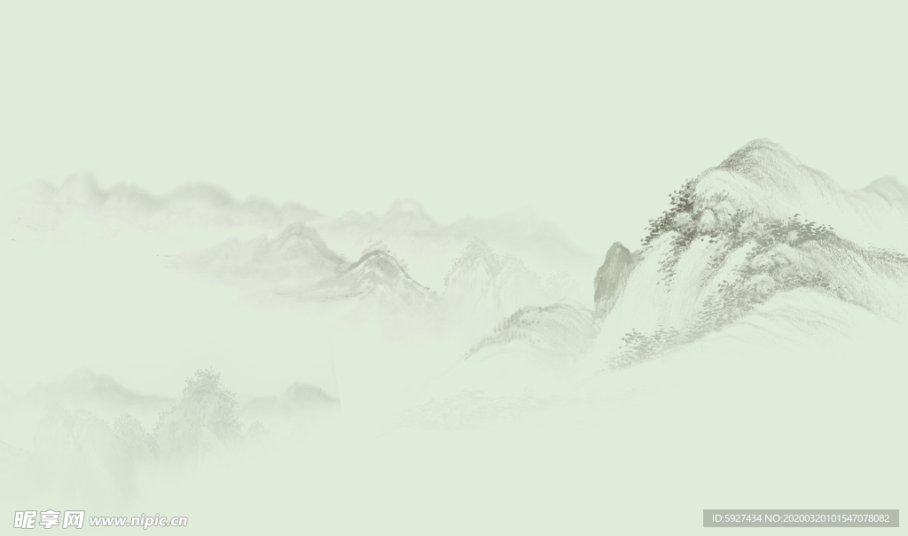 水墨山