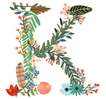 创意矢量手绘花卉字母