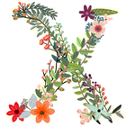 创意矢量手绘花卉字母