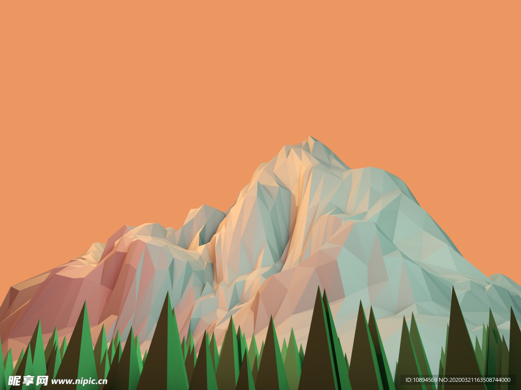 扁平化雪山