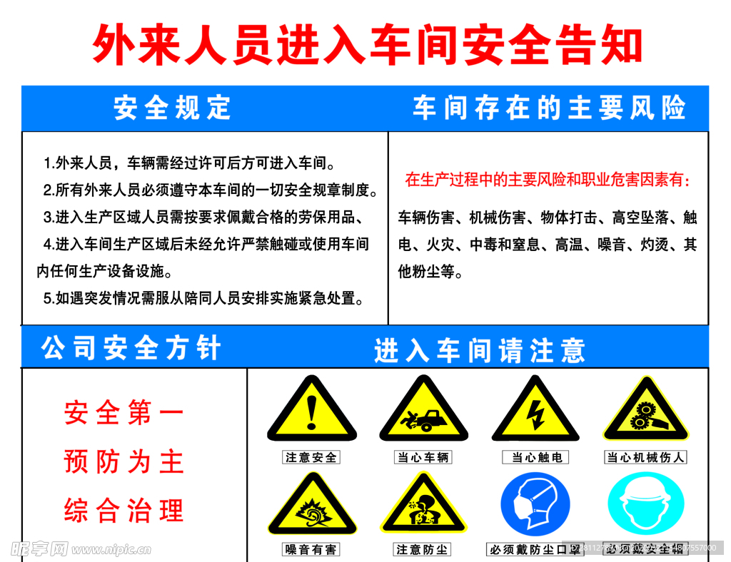 外来人员进入车间安全告知