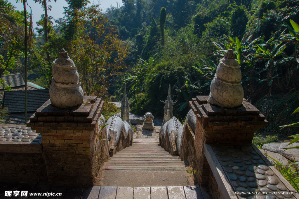 楼梯的寺庙 泰国 寺庙在丛林中