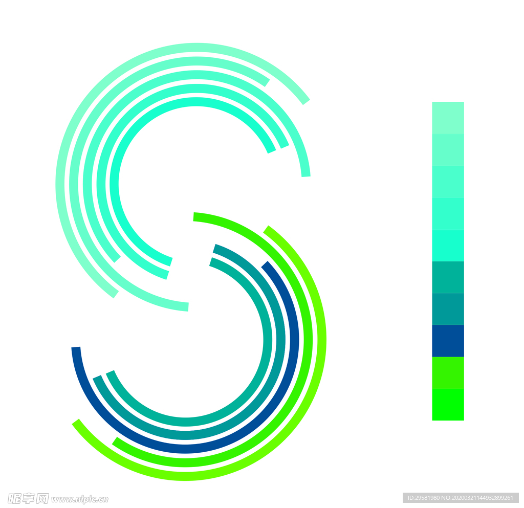 字母S标志设计 树元素logo