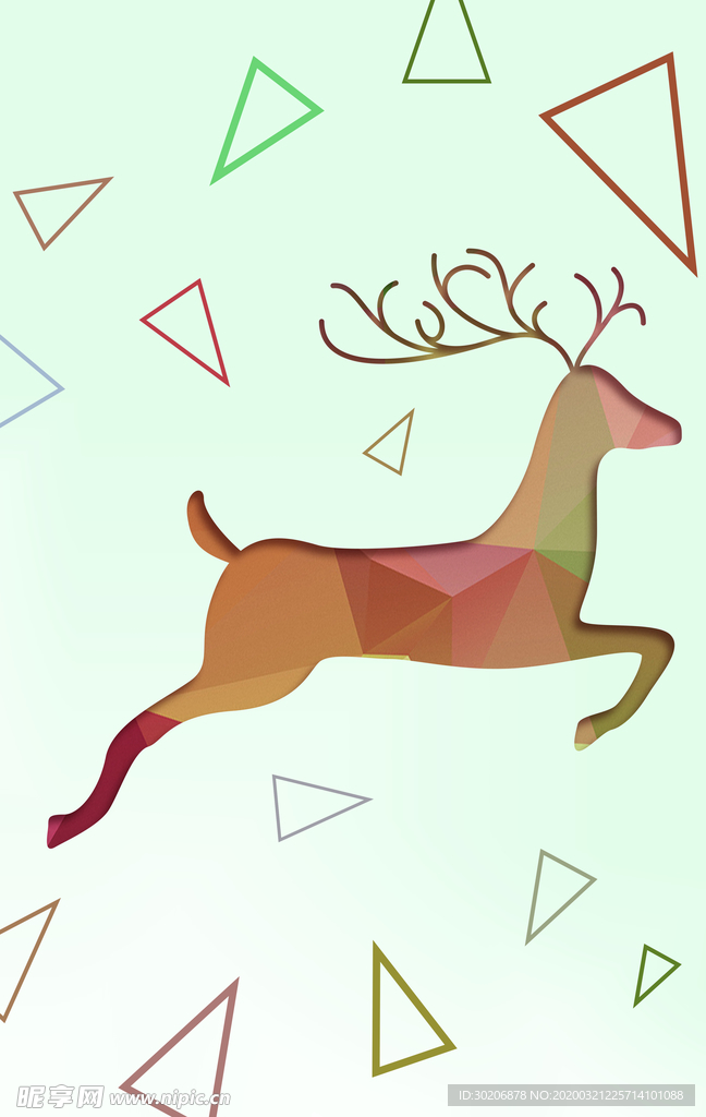 北欧几何动物麋鹿装饰画图片