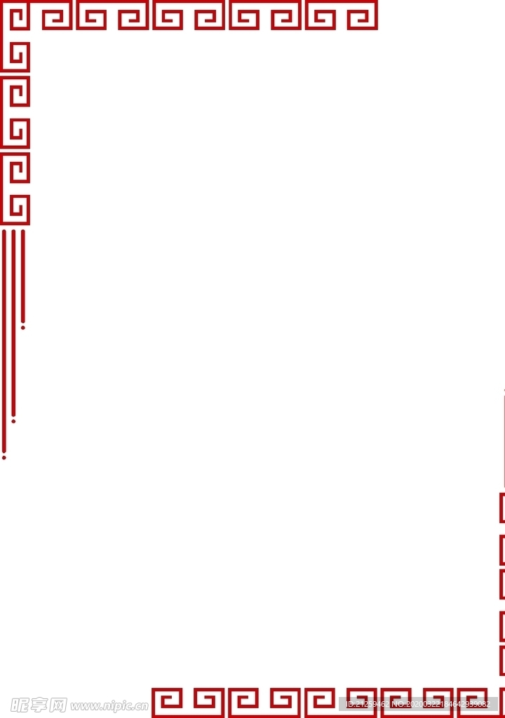 中国风复古红色回字纹边框