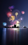 绚丽烟花城市夜景