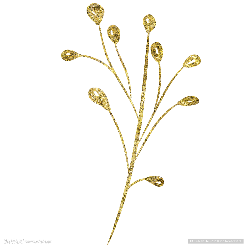 金色线条植物图案
