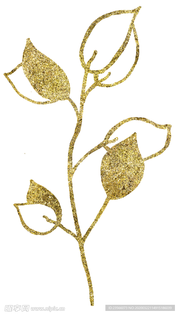 金色线条植物图案