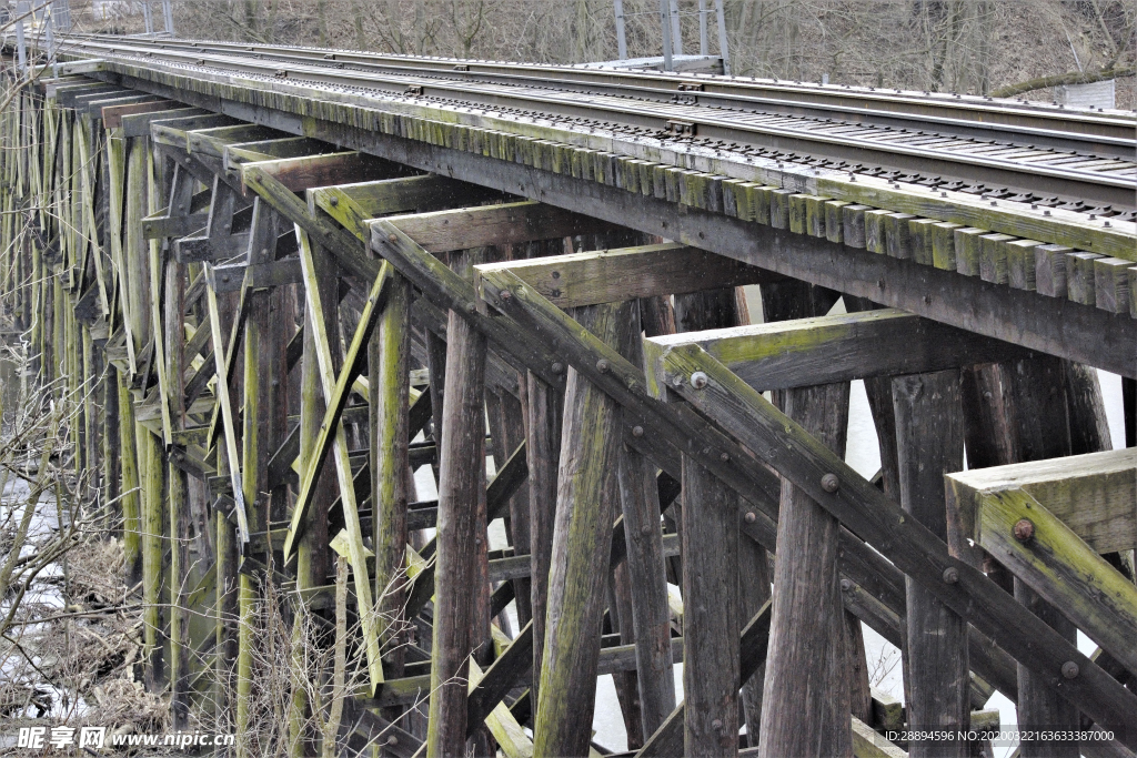 桥 栈桥 铁路 老 木材 重