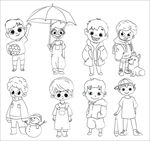 男孩线描图