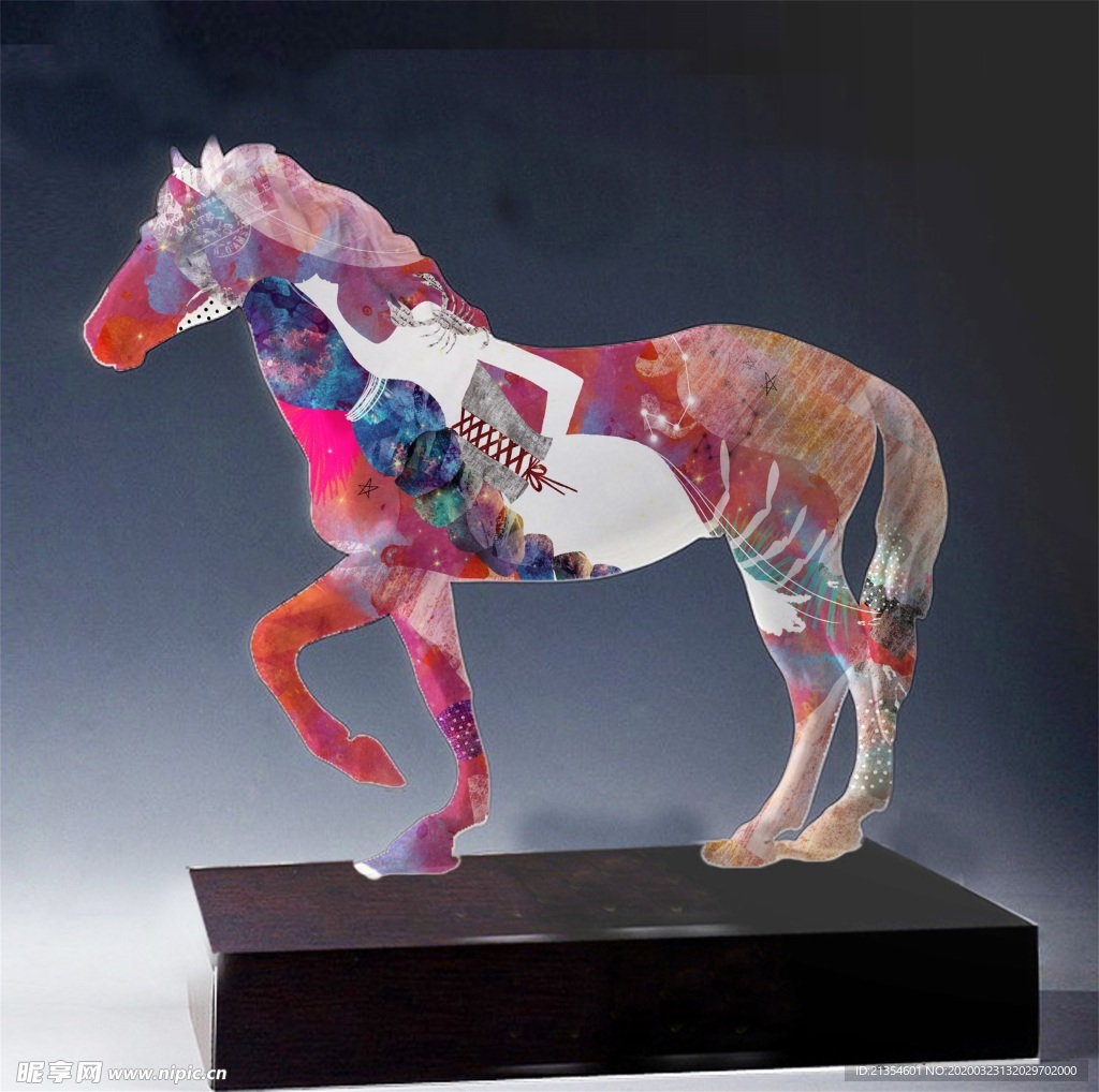 马雕塑 彩绘马