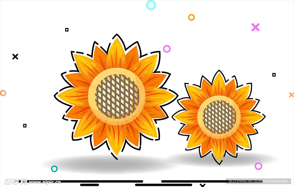 手绘向日葵插画配图