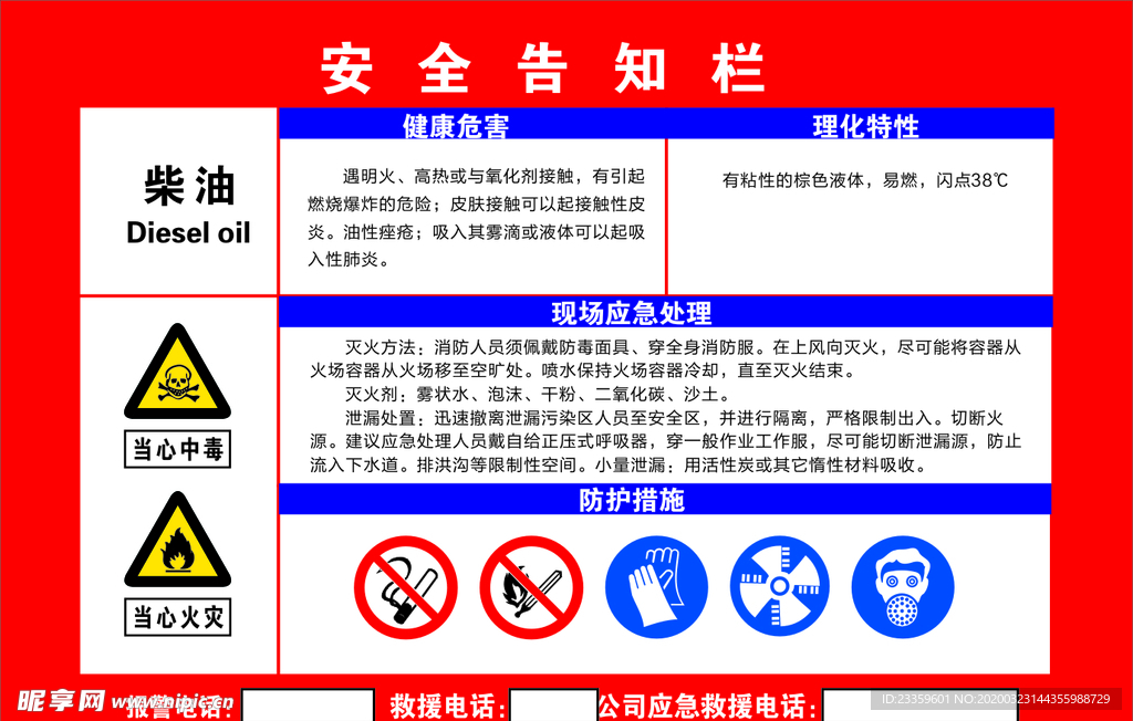 柴油安全告知栏