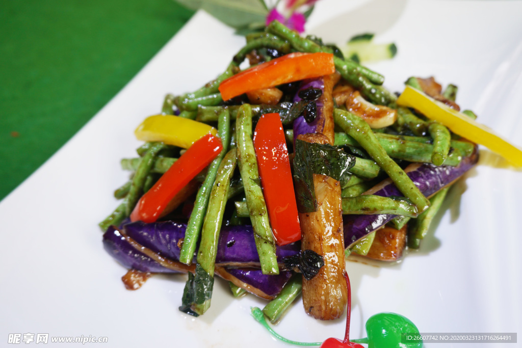紫苏茄子炒豆角